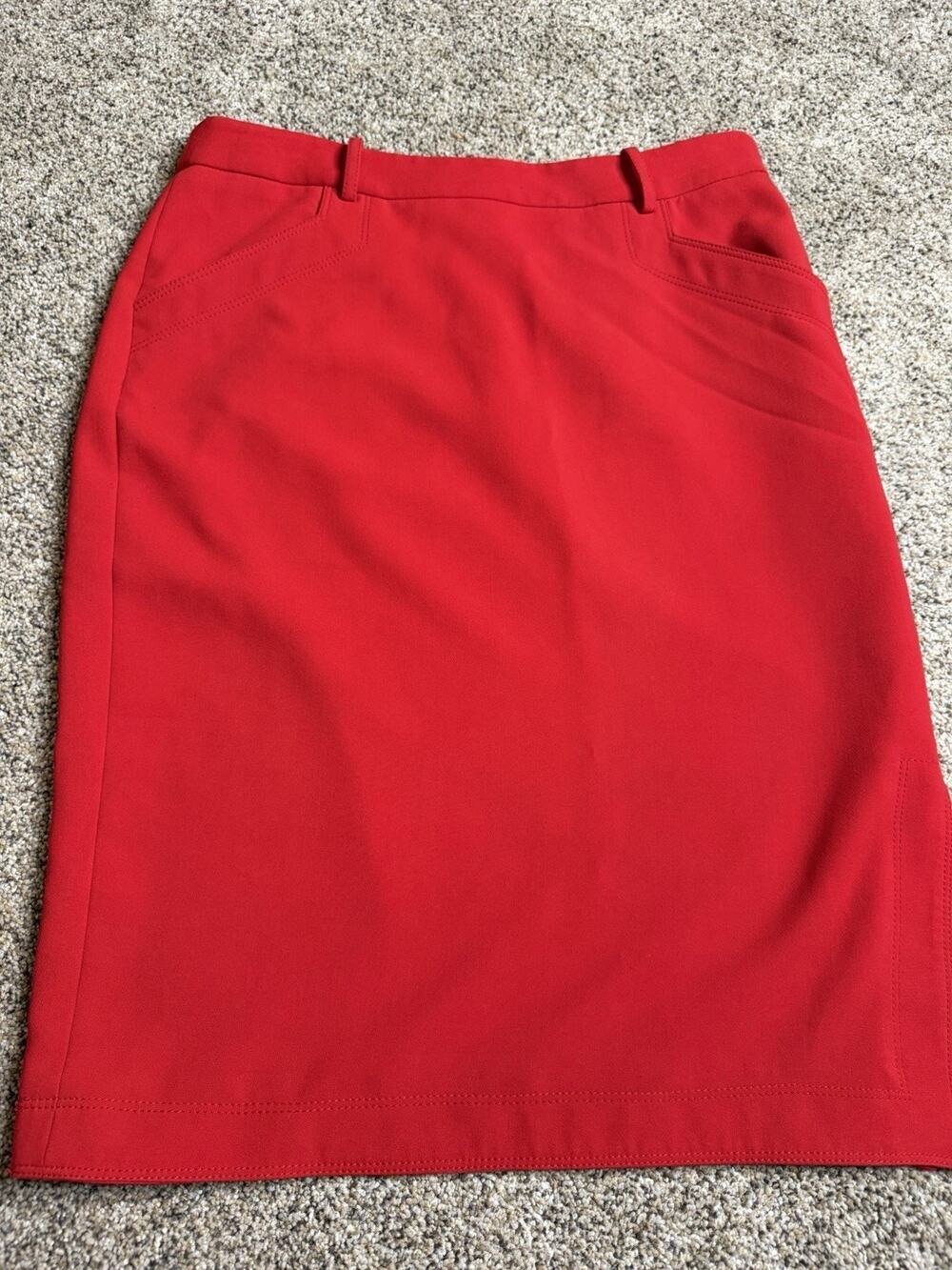 Banana Republic Bright Red Stretch Pencil Skirt Lined Zip Closure Size 12P